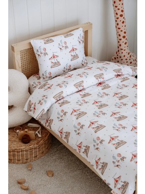 Montessori Bebek Çocuk Nevresim Takımı (100X200), Organik Pamuk Saten - Atlı Karınca