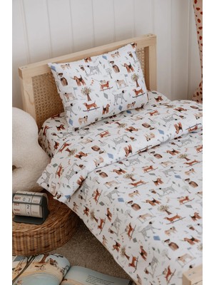 Tek Kişilik Çocuk Nevresim Takımı (160X220), Organik Pamuk Saten - Köpekler