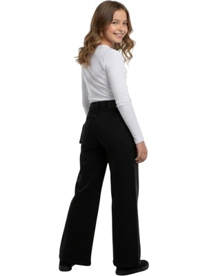 Crassi Kız Çocuk Kot Pantolon Palazzo Taşlı