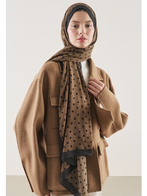 Fresh Small Polka Dots Desen Rami Şal Kahve