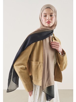 Fresh Degrade Desen Rami Şal Siyah-Vizon