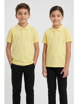 Kinderos Pamuklu Kısa Kollu Basic Düz Polo Yaka Okul Tişört - 26Y 0603