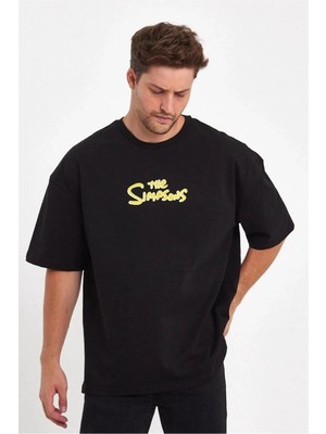 Çamaşır Kenti Sırt Baskılı Bisiklet Yaka Oversize T-Shirt - Siyah Midas Wear