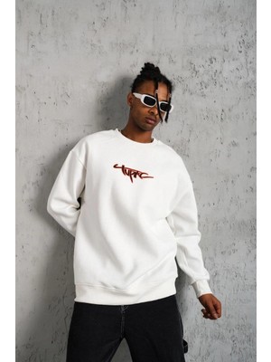 Çamaşır Kenti 3 Iplik Gangster Baskılı Sweatshirt - Beyaz Midas Wear