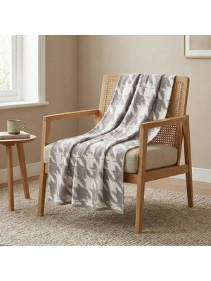 Prime Sleeks Kaz Ayağı Desenli Tv Battaniyesi 120X150 cm Koltuk Şalı Diz Örtüsü Throw Battaniye