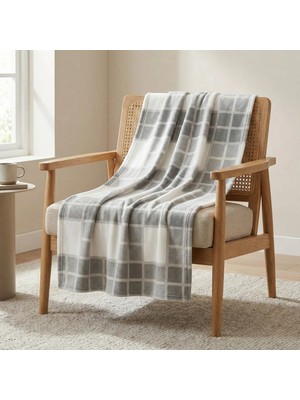 Prime Sleeks Kare Desenli Tv Battaniyesi 120X150 cm Koltuk Şalı Diz Örtüsü Throw Battaniye