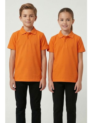 Kinderos Pamuklu Kısa Kollu Basic Düz Polo Yaka Okul Tişört - 26Y 0603