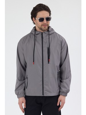 Tonny Black Erkek Füme 3 Cepli Rüzgar ve Yağmura Dayanıklı Normal Kalıp Yağmurluk
