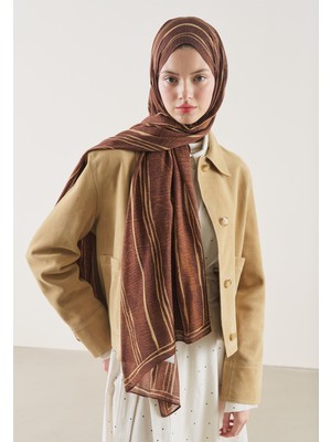Fresh Strıped Desen Rami Şal Kiremit