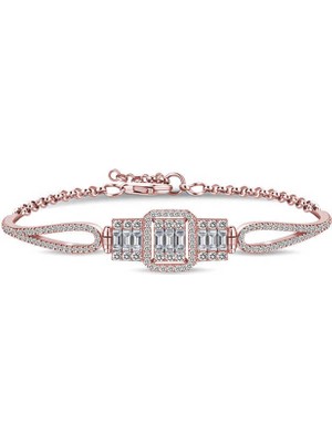 Kenpazar  925 Ayar Gümüş Rose Baget Bileklik