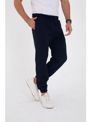 Çamaşır Kenti Kışlık Üç Iplik Lastikli Eşofman Pantolon - Lacivert Midas Wear