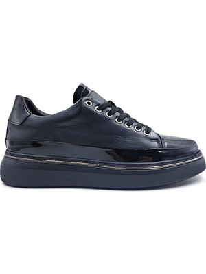Marcomen M23064 Hakiki Deri Erkek Siyah Şık Sneaker Ayakkabı