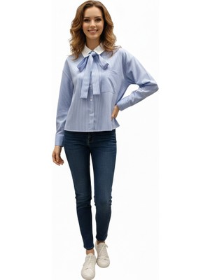 Piove Fiyonk Detaylı Çizgili Gömlek – Blue Charm