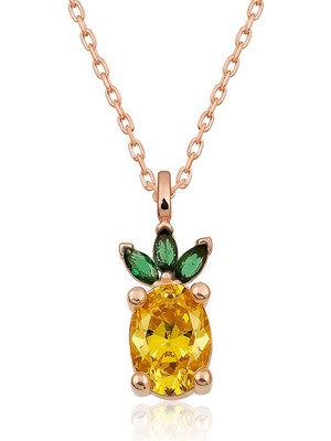 Kenpazar  Gümüş Rose Ananas Figür Meyve Kolye