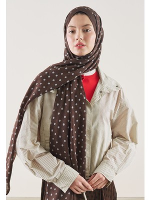 Fresh Small Polka Dots Desen Rami Şal Acı Kahve