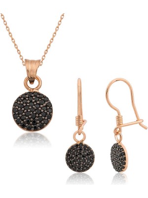 Kenpazar  925 Ayar Gümüş Siyah Yuvarlak Set