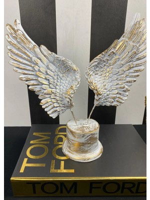 Mirsa Global Dekoratif Melek Kanadı Biblo Beyaz (Yuvarlak Kaideli)