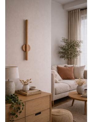 Ahşap LED Duvar Apliği 80 cm 12W – Modern Dekoratif Ahşap Aplik Duvar Lambası 1 Adet