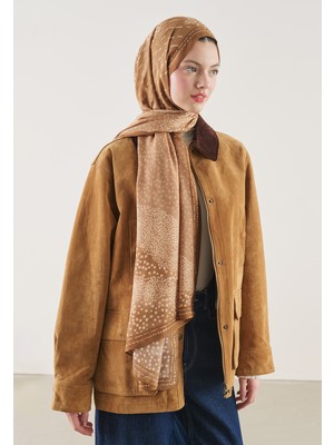 Fresh Dot Elegance Desen Rami Şal Sıcak Kahve