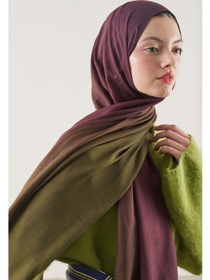 Fresh Degrade Desen Rami Şal Mürdüm - Yeşil