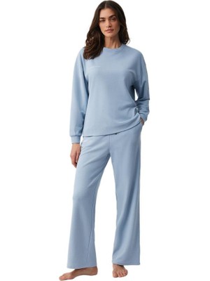 Penye Mood Kadın Mavi Pijama Takımı PM9939