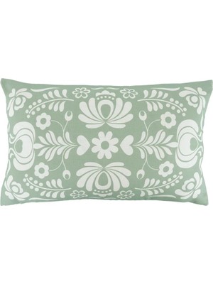 Decocenter Romantic Floral Yeşil Kırlent Kılıfı