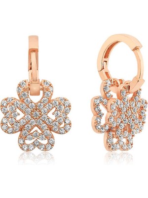 Kenpazar 925 Ayar Gümüş Üç Boyutlu Yonca Küpe