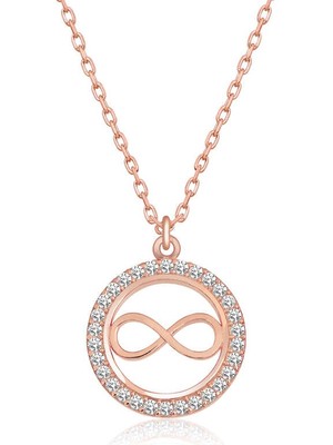 Kenpazar 925 Ayar Gümüş Rose Minik Sonsuzluk Kadın Gümüş Kolye