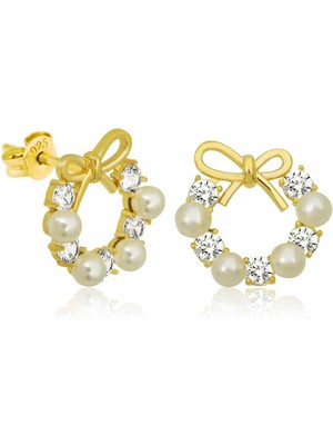 Kenpazar 925 Ayar Gümüş Inci Kurdele Çivili Kadın Küpe