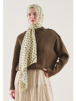 Fresh Small Polka Dots Desen Rami Şal Pastel Sarı