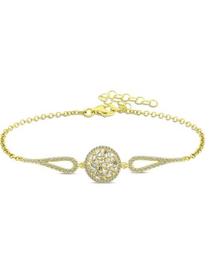 Kenpazar 925 Ayar Gümüş Gold Baget Taşlı Bileklik