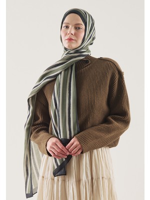 Fresh Block Strıpe Desen Rami Şal Yeşil
