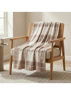 Prime Sleeks Kare Desenli Tv Battaniyesi 120X150 cm Koltuk Şalı Diz Örtüsü Throw Battaniye