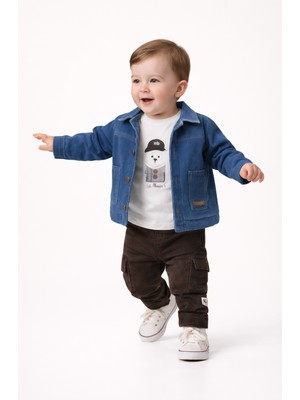 Mumbino Erkek Çocuk 3'lü Ceketli Takım / Ceket- T-Shirt - Pantolon 3 Parça Takım 06-24 Ay