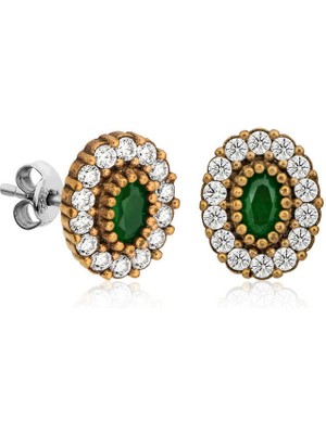 Kenpazar Gümüş Otantik Oval Çivili Küpe