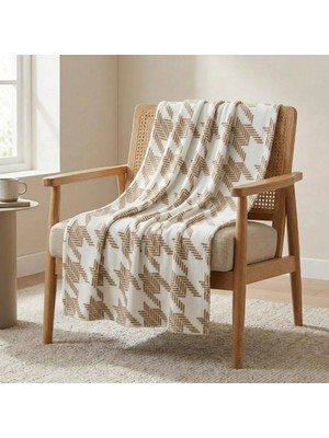 Prime Sleeks Geometrik Desenli Tv Battaniyesi 120X150 cm Koltuk Şalı Diz Örtüsü Throw Battaniye