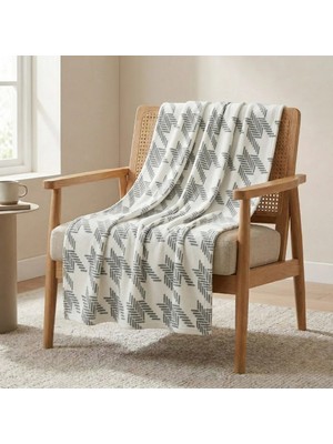 Prime Sleeks Geometrik Desenli Tv Battaniyesi 120X150 cm Koltuk Şalı Diz Örtüsü Throw Battaniye