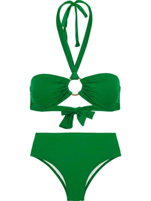 Aquella Tokalı Yeşil Straplez Bikini Takım