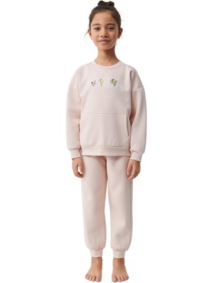 Penye Mood Kız Çocuk Pembe Pijama Takım PM9936