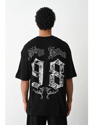 Çamaşır Kenti Baskılı Oversize T-Shirt - Siyah Midas Wear