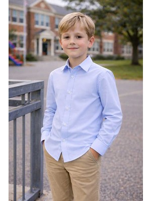Louis Fabel Düz Uzun Kol Okul Çocuk Gömlek