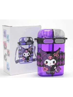 Pileli Store Kuromi Figürlü Çift Bölmeli Pipetli Suluk