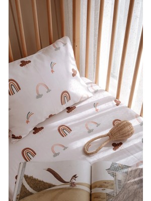 Tek Kişilik, Çocuk Lastikli Çarşaf Takımı, %100 Pamuk Saten - Rainbow