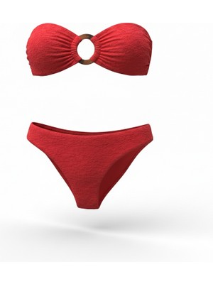 Aquella Toka Aksesuarlı Dokulu Fuşya Bikini Takım