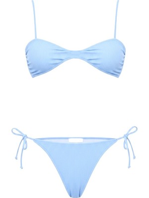 Aquella Dokulu Bebe Mavi Straplez Bikini Takım