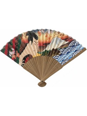 Shaco Design Sensu Ukiyo-E Kabuki Mt.fuji Bamboo Bamboo Yelpaze
