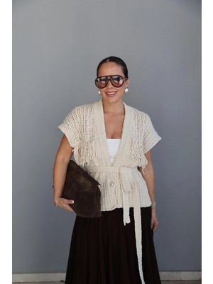 Purple By Banu Bej Püskül Detay Triko Yelek