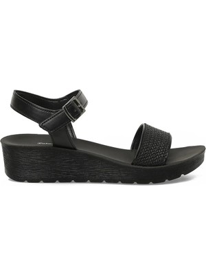 Polaris 409064.Z6FX Siyah Kadın Dolgu Topuk Sandalet