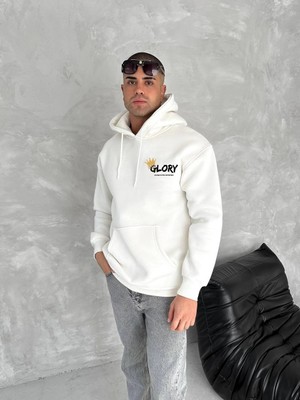 Çamaşır Kenti Kışlık Üç Iplik Kapüşonlu Sweatshirt - Beyaz Midas Wear