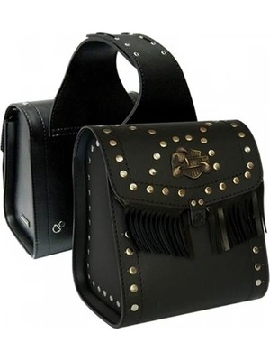 Ebakbak Motosiklet Deri Yan Çanta Choper Model Black Cruiser Motor Yan Heybe